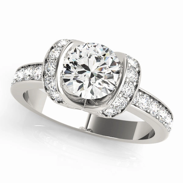 1 CT Round Diamond Engagement Ring Fashion Focus Bright Accent