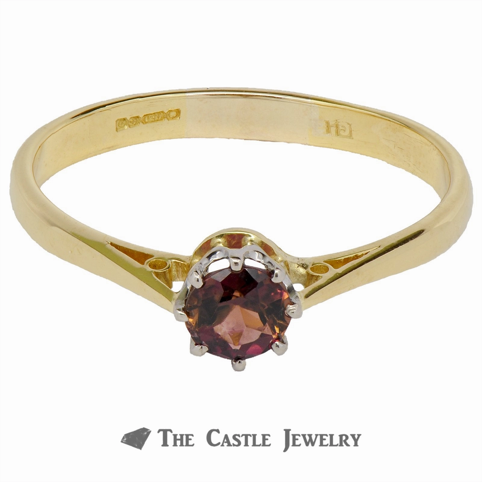 Solitaire Pink Tourmaline Ring In 18K Yellow Gold Romantic Present