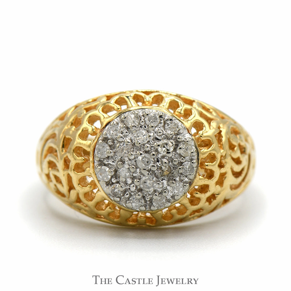 Fashion Mood Custom Insignia 1/4cttw Diamond Kentucky Cluster Ring in 10k Yellow Gold with Open Filigree Sides