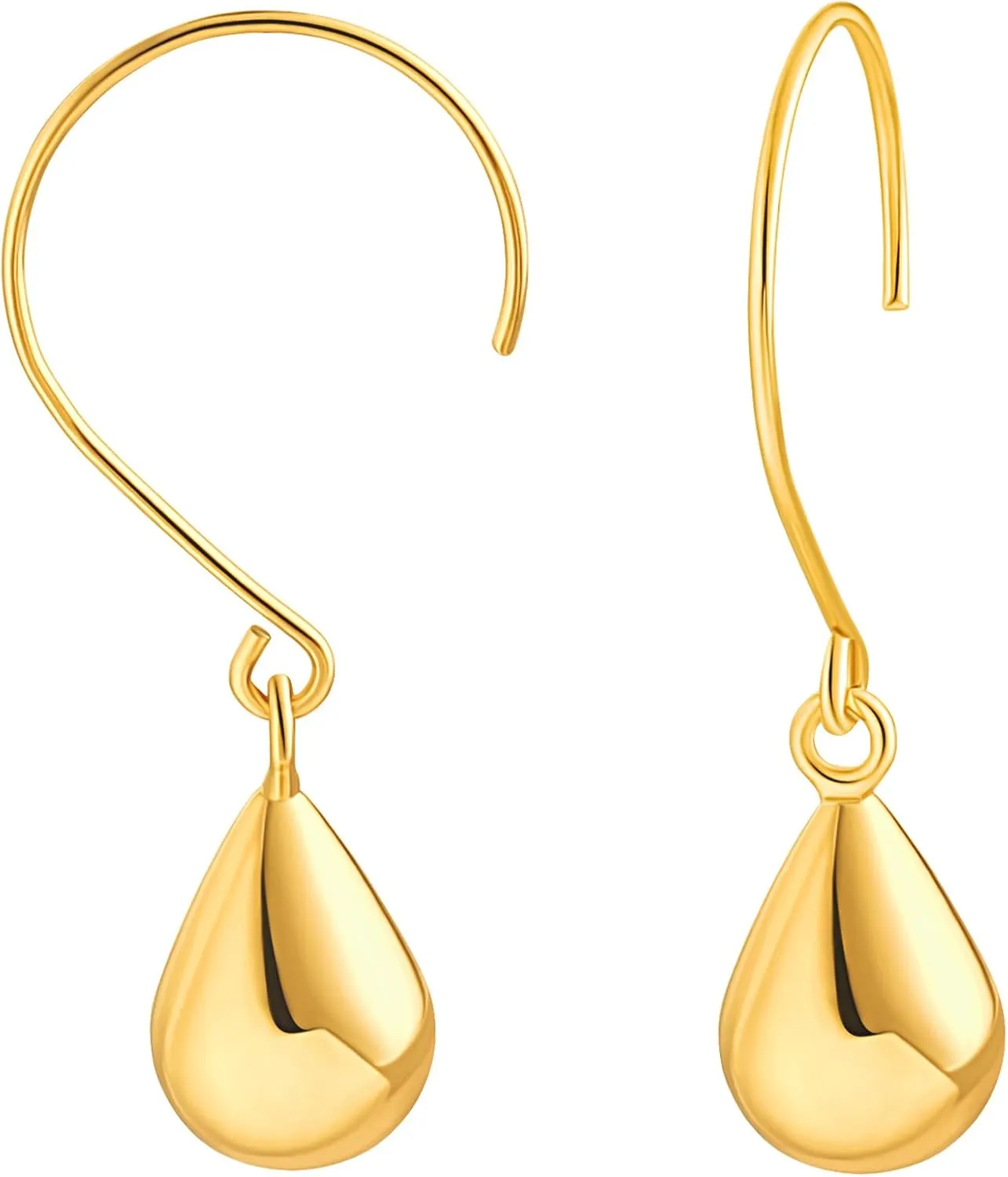SOFYBJA Statement Long Gold Circle Simicircle Ball Dangling Earrings for Women Lightweight Circle Disc Coin Geometric Flat Brushed 18k Gold Plated Drop Dangle Hanging Hoop Earrings for women Gift for Her