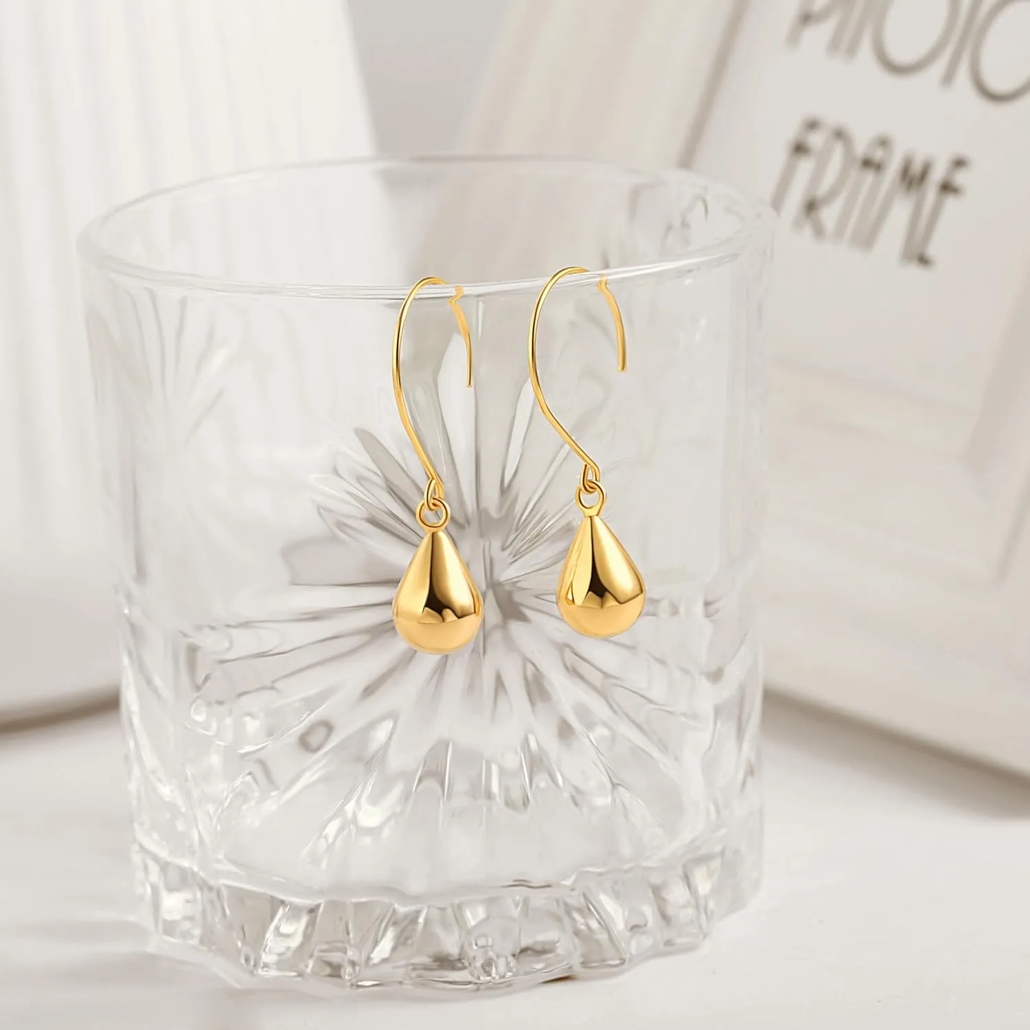 SOFYBJA Statement Long Gold Circle Simicircle Ball Dangling Earrings for Women Lightweight Circle Disc Coin Geometric Flat Brushed 18k Gold Plated Drop Dangle Hanging Hoop Earrings for women Gift for Her