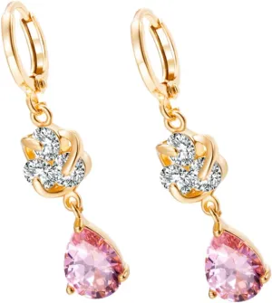 SOIMISS Elegant Minimalist Zircon Earrings for Women 1 Pair Cubic Zirconia Dangle Earrings Versatile for Occasions