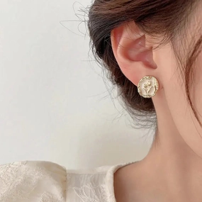 Premium Feature White Color Tulip Flower Enamel Stud Earring