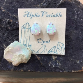 Sterling Silver Opal Earrings Vintage Adornment