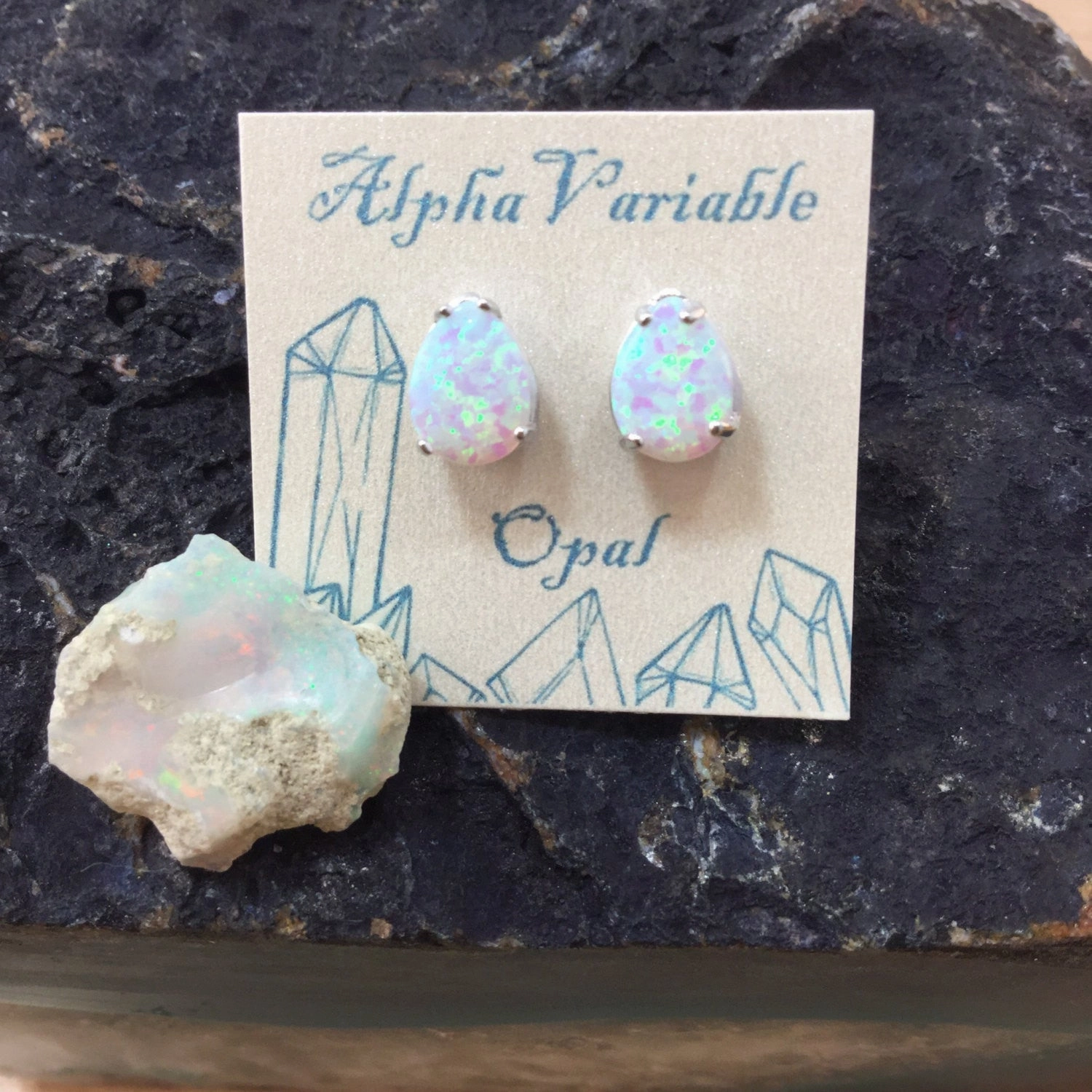 Sterling Silver Opal Earrings Vintage Adornment