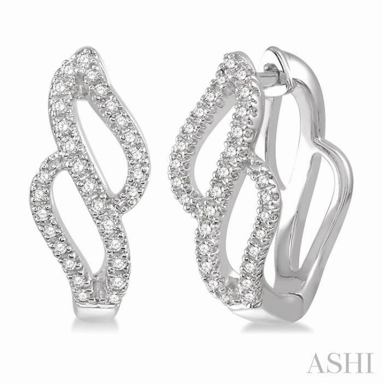 1/5 ctw Curvy 8-Shape Round Cut Diamond Hoop Earrings in 10K White Gold Premium Piece Everyday Look