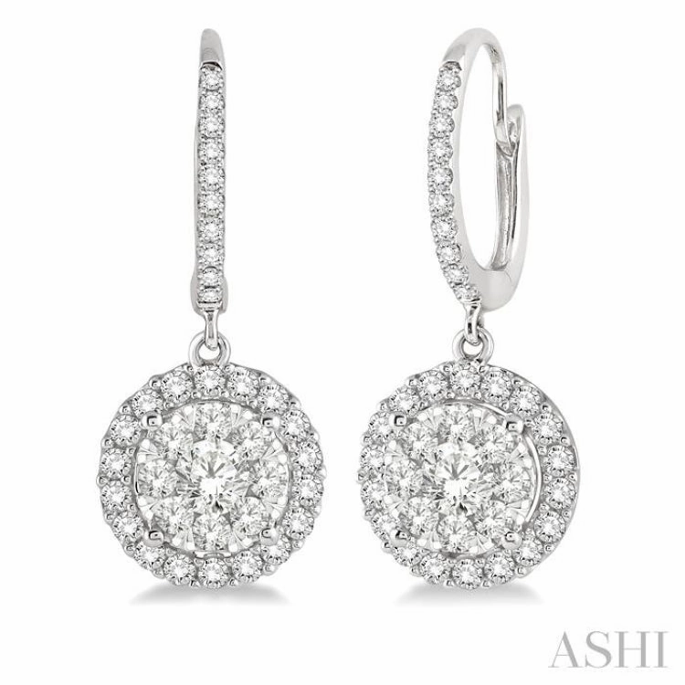 Fashion Jewelry 1 ctw Round Cut Diamond Lovebright Earrings in 14K White Gold