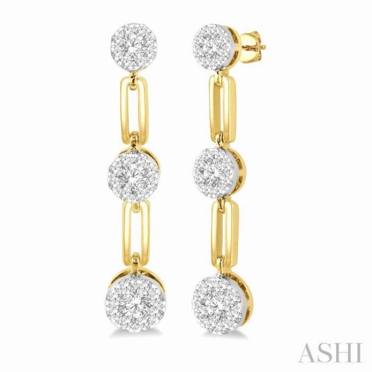 3/4 Ctw Lovebright Round Cut Diamond Paperclip Link Earring in 14K Yellow and White Gold Radiant Radiance Graceful Charm