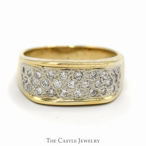 Pave Set 1/2cttw Diamond Cluster Band in 14k Yellow Gold Minimal Form
