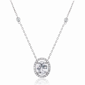 Artisan Touch Signature Present Lesa Michele Cubic Zirconia Station Pendant Necklace in Sterling Silver