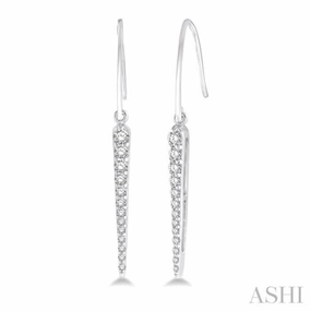 1/4 Ctw Icicle Shape Round Cut Diamond Hanging Earrings in 14K White Gold Bold Shine Pieces