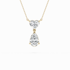 Seasonal Present 3 ? ctw Pear and Heart Lab Grown Diamond Double Charm Pendant - 18 Inches
