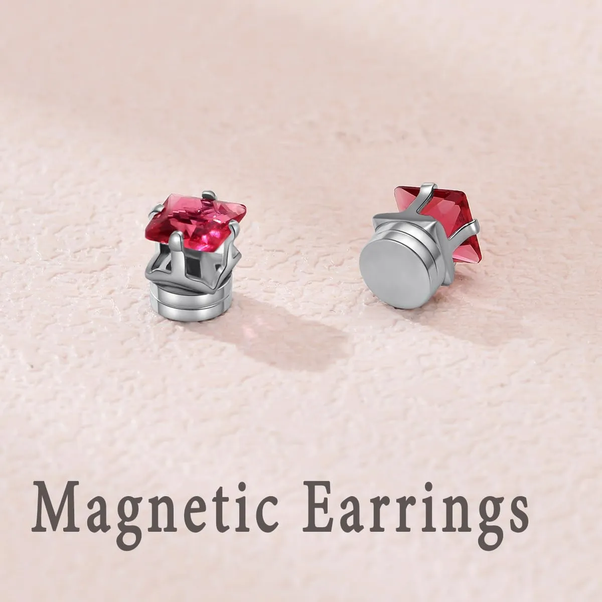 Spiritlele 12 Pairs Birthstone Magnetic Earrings Set Cubic Zirconia Clip on Non Piercing Fake Stud Earrings Birthday Gifts Unisex