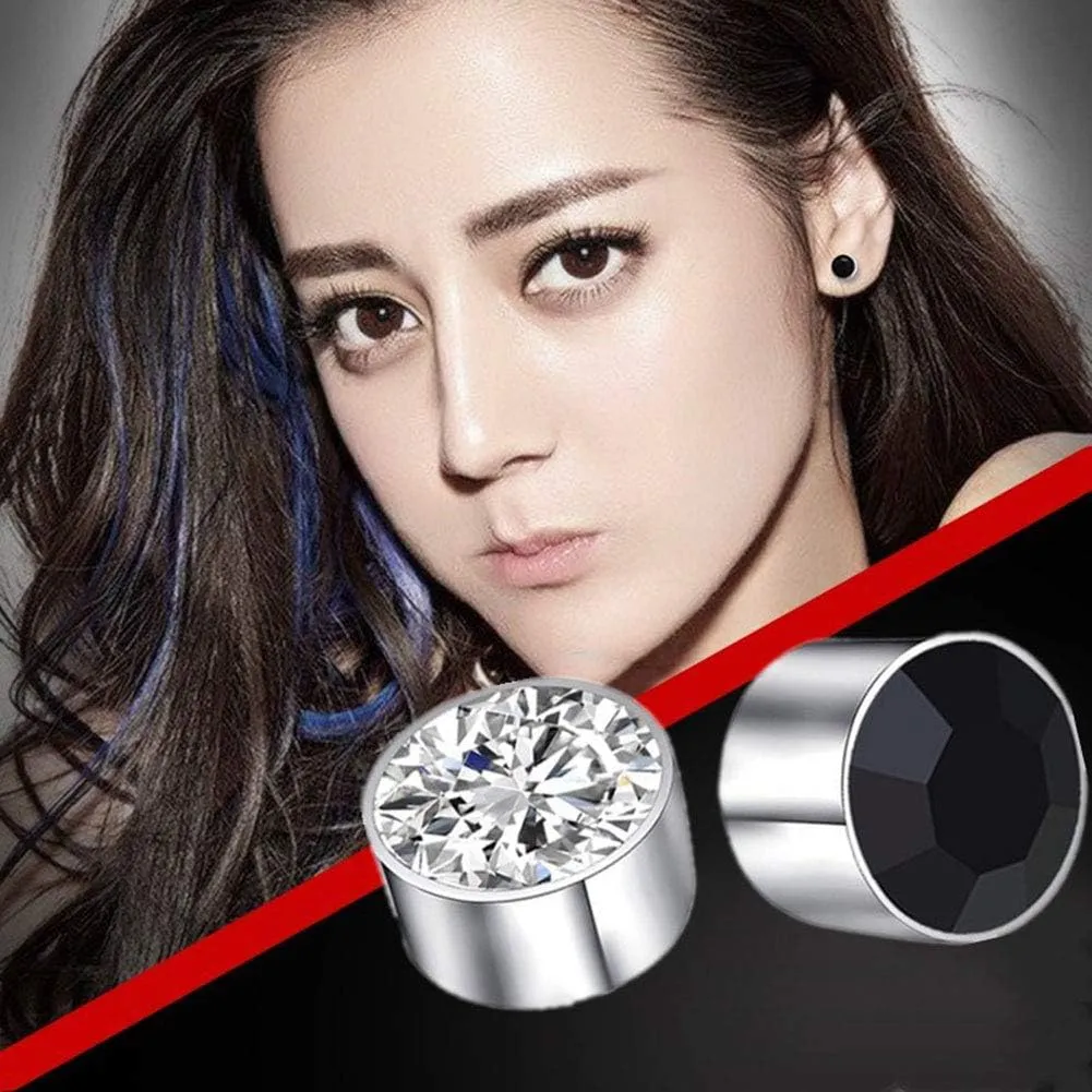 Spiritlele 12 Pairs Colors Crystal Magnetic Earrings Set Fake Stud Earrings Clip on Non Piercing Earrings Pack Unisex