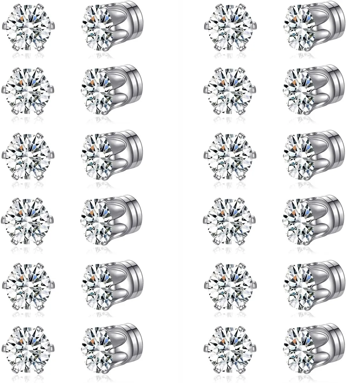 Spiritlele 12 Pairs Colors Cubic Zirconia Magnetic Earrings Set Clip on Non Piercing Earrings Unisex