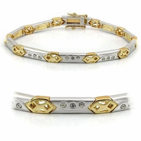 LO1153 Matte Rhodium & Gold Brass Bracelet with Top Grade Crystal in Clear Praiseworthy Fusions