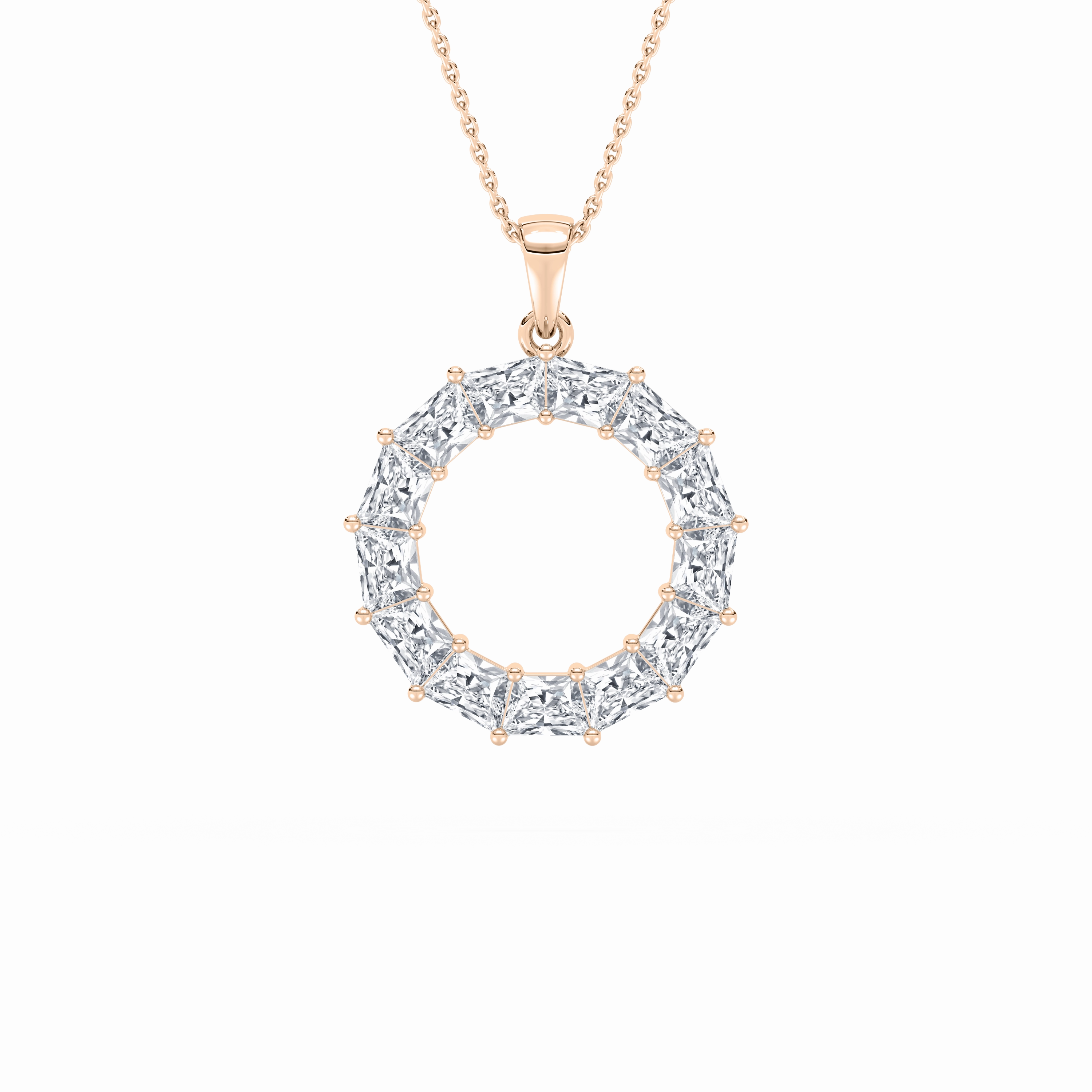 High-Quality Style Exclusive Jewelry 3 ? ctw Trapezoid Lab Grown Diamond Looking Glass Circle Pendant - 18 Inches