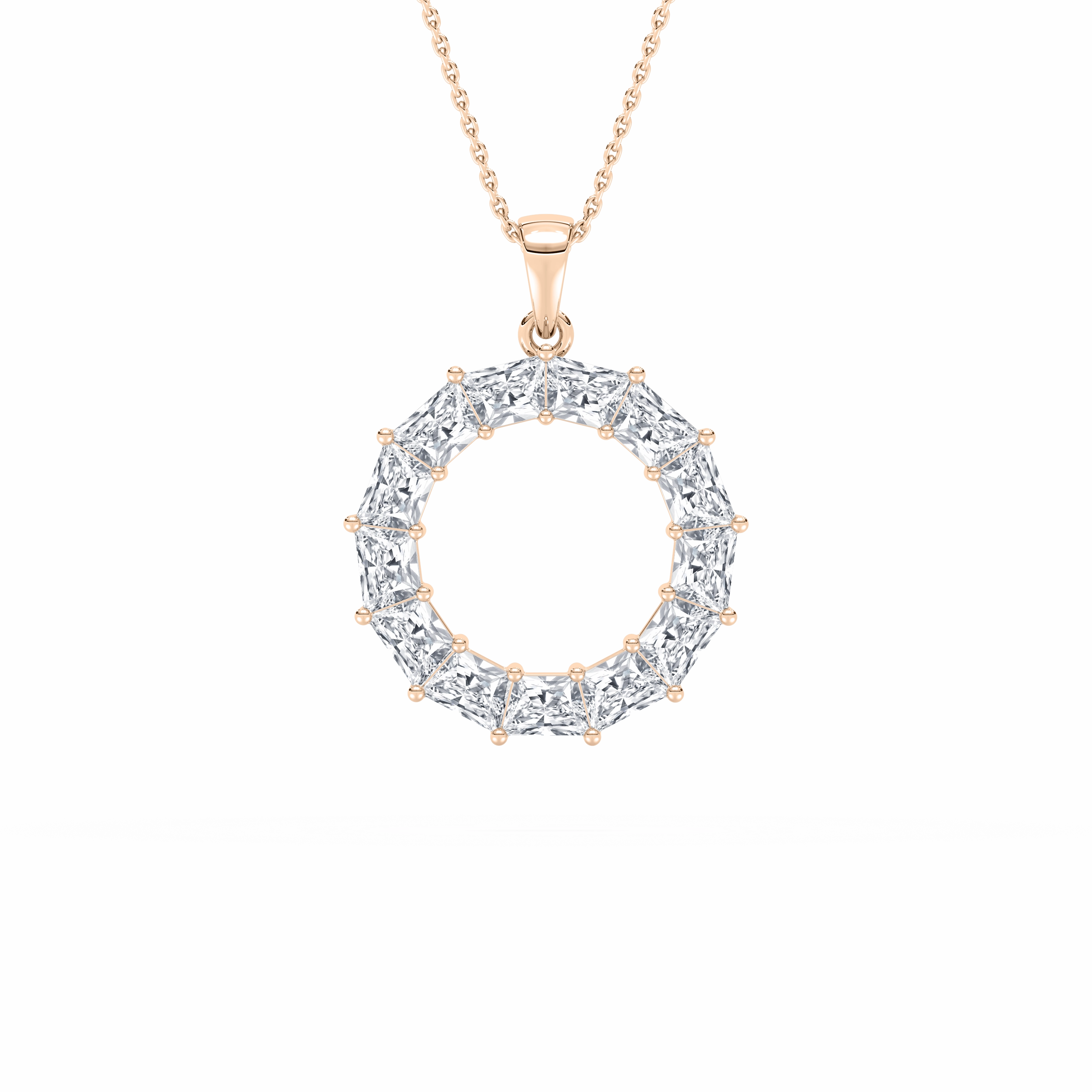 Excellent Accessory 3 ? ctw Trapezoid Lab Grown Diamond Looking Glass Circle Pendant - 18 Inches