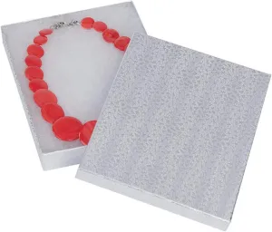 SSWBasics Cotton Filled Jewelry Packaging - Silver Bracelet Gift Box - Embossed Cardboard Jewelry Boxes Bulk - 7" x 5 x 1" - Case of 100