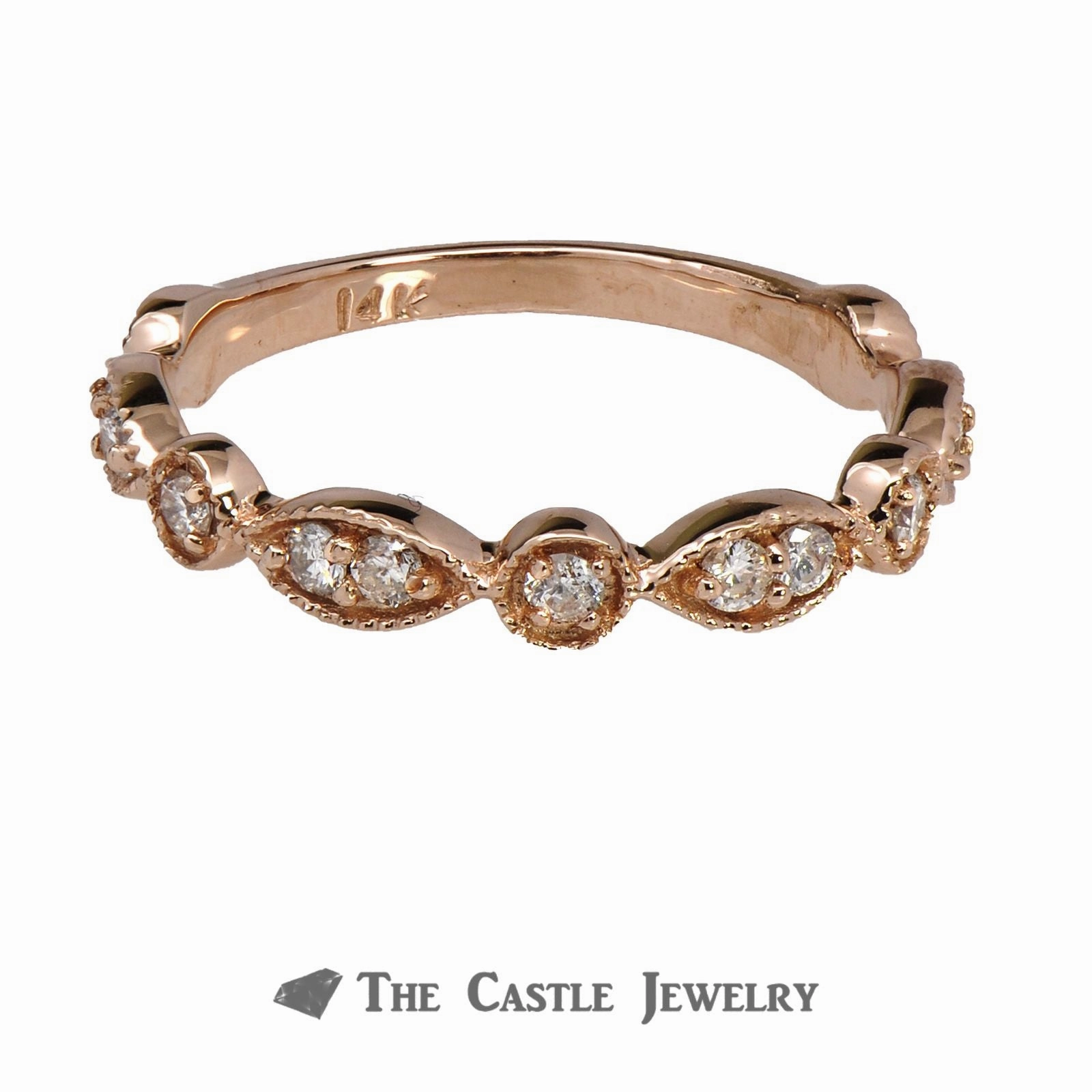 Glamorous Adornment Comfortable Decoration Stackable Diamond Band 1/4cttw with Alternating Patterns in 14K