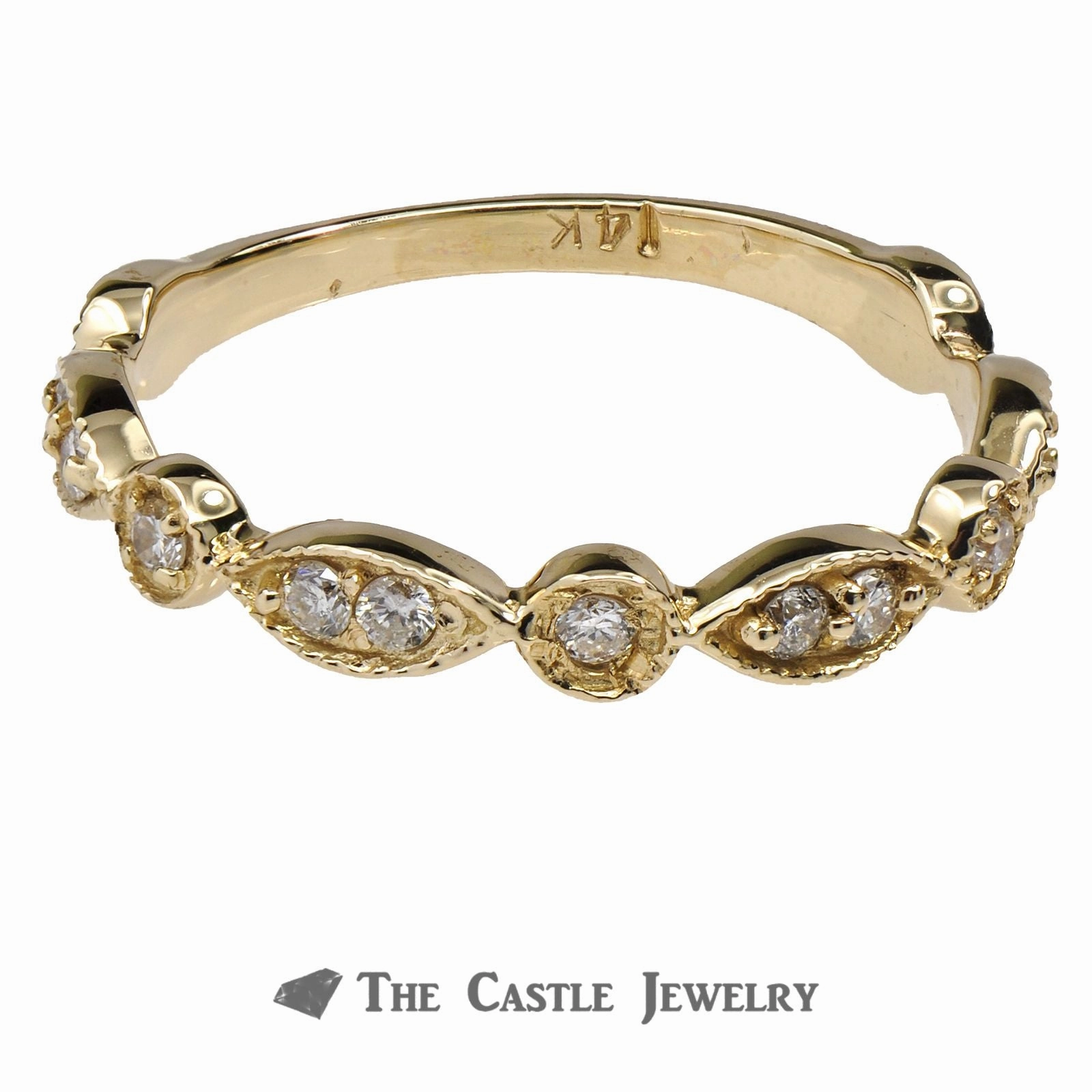 Sturdy Jewelry Fashion Jewelry Stackable Diamond Band 1/4cttw with Alternating Patterns in 14K