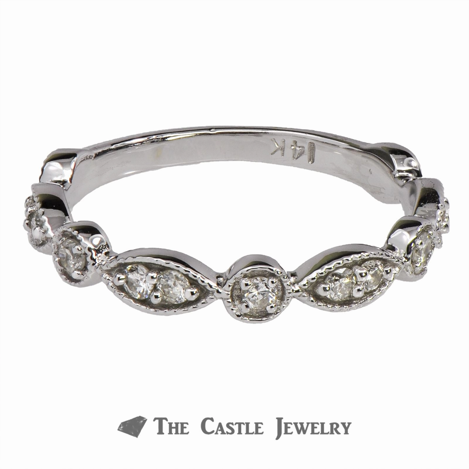 Personal Present Low-Cost Work Stackable Diamond Band 1/4cttw with Alternating Patterns in 14K