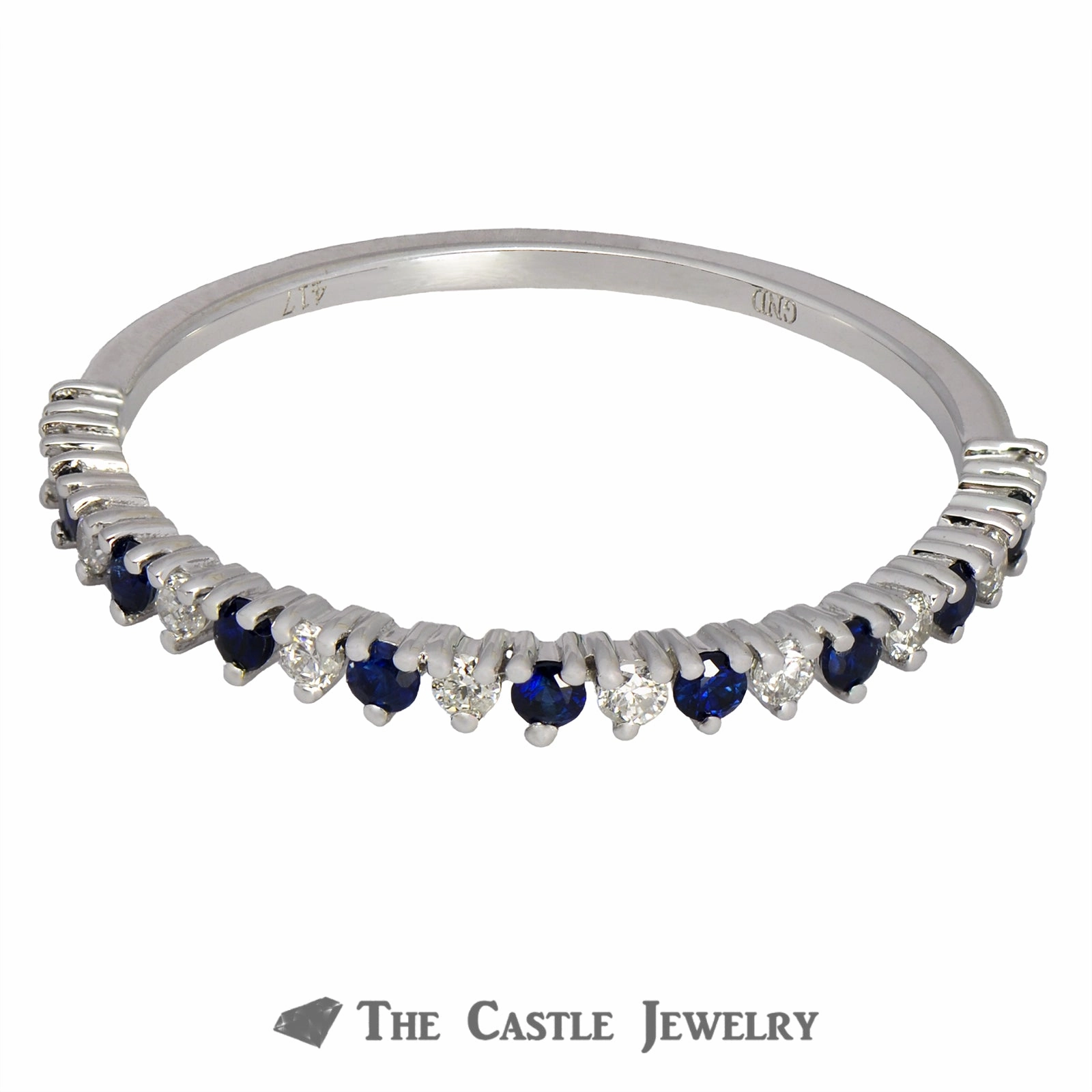 Stackable Ring Alternating Sapphires & Diamonds in 10K Modern Article Traditional Creation