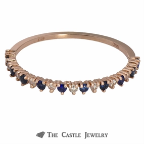 Stackable Ring Alternating Sapphires & Diamonds in 10K Bold Look HighEnd Keepsake