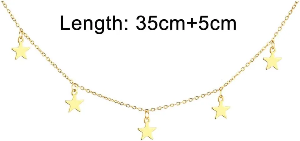 Stainless Steel Collar Necklaces 3 Layer Crystal Star Pendant Necklaces For Women Multilayer Star Necklaces Jewelry (1 layer gold- )