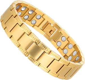 Stainless Steel Magnetic Bracelet for Men, 15mm Magnetic Therapy Bracelets with Double Row Ultra Strength Magnets，Adjustable Bracelet Length with Size Adjustment Tool and Gift Box