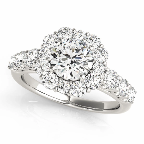 Comfortable Symbol Vintage Style Round Diamond Halo Engagement Ring