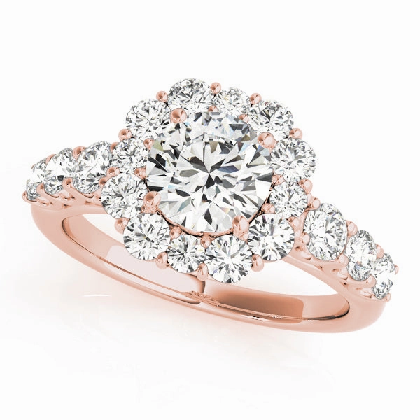 Beautiful Sign Innovative Style Round Diamond Halo Engagement Ring