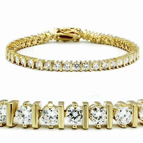 Distinct Vision Dependable Composites 47205 - Gold Brass Bracelet with AAA Grade CZ  in Clear