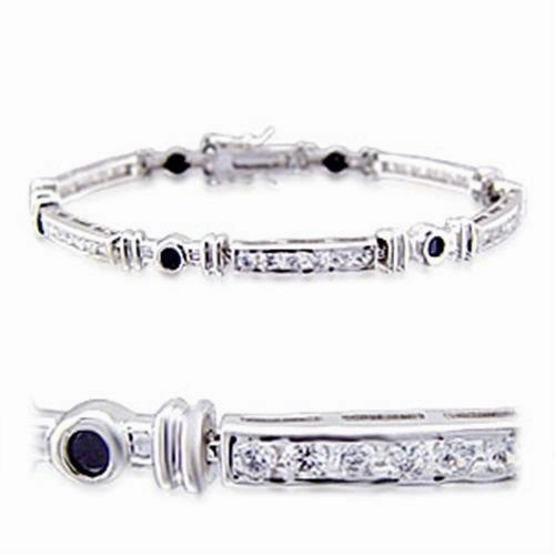 32021 - Rhodium Brass Bracelet with AAA Grade CZ  in Jet Recognized Design Affordable Luxury