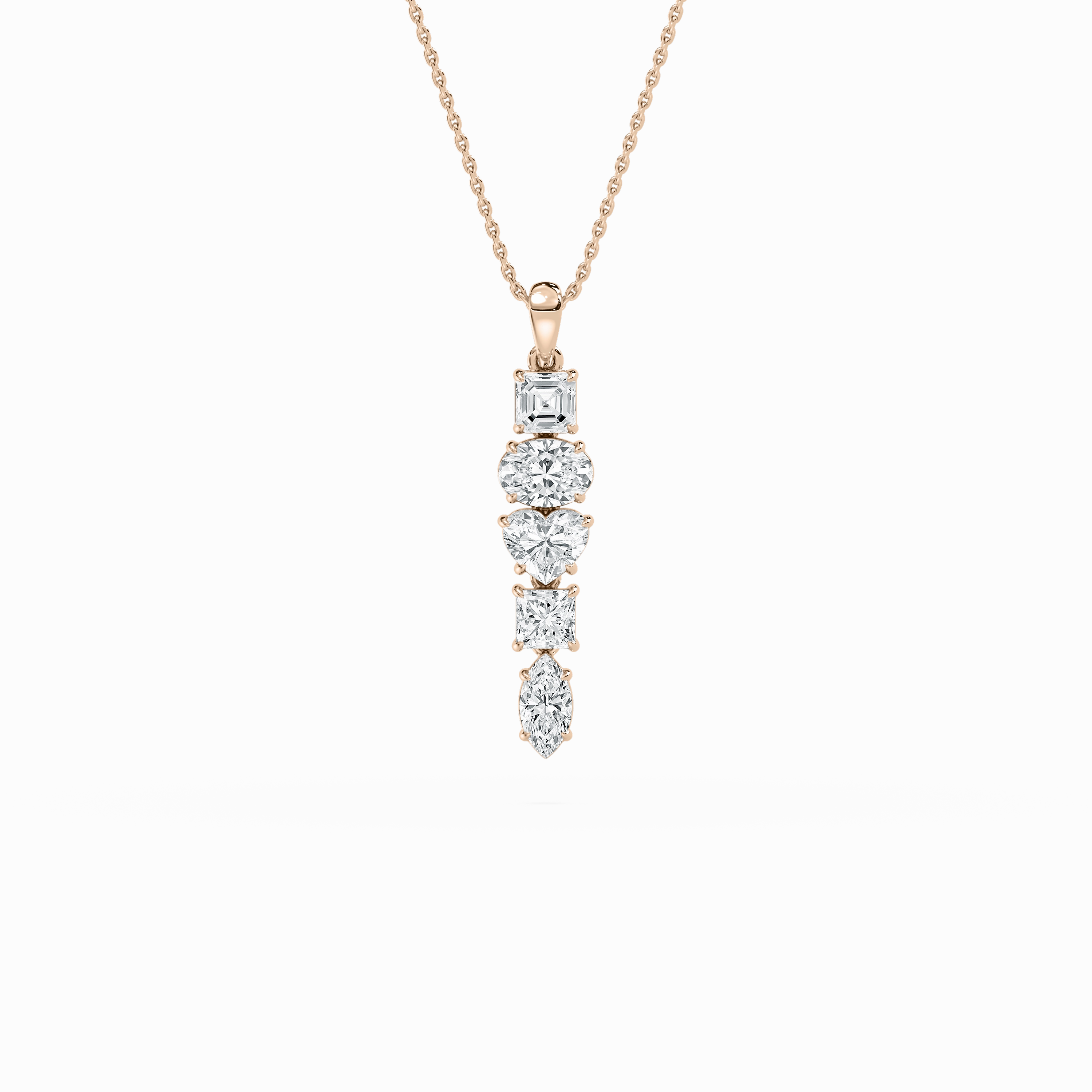 2 ctw Multi-Shape Lab Grown Diamond Drop Pendant - 18 Inches Festival Season Modern Twist