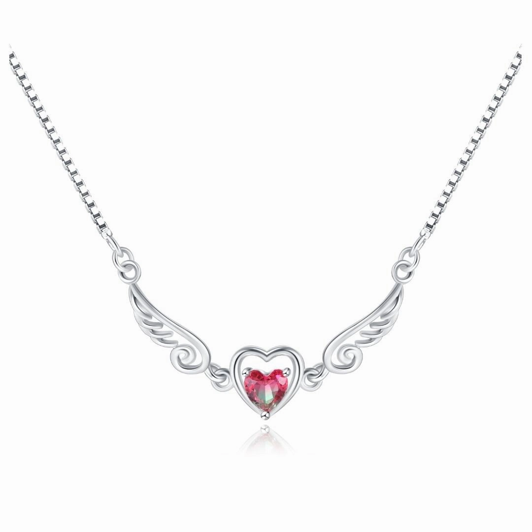 Bold Detail Artistic Mood 18K White Gold Plated Pink Stone Heart Necklace