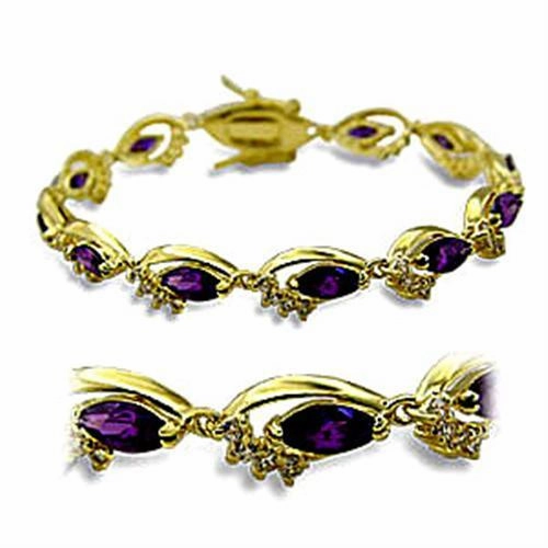Top Of The Line 415703 - Gold Brass Bracelet with AAA Grade CZ  in Amethyst