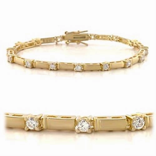 47404 - Gold Brass Bracelet with AAA Grade CZ  in Clear Handmade Tale Forever Perspective