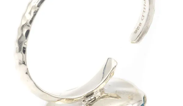 Sterling Silver Aqua Aura Crystal Adjustable Ring
