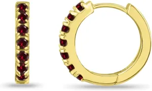 Sterling Silver Tiny Small 15mm Prong-set Genuine or Synthetic Gemstone Round Small Huggie Hoop Earrings for Women