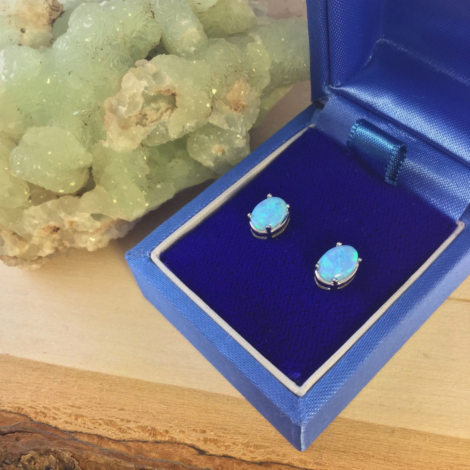 High-Quality Feature Corporate Accessory Sterling Silver Blue Opal Earrings