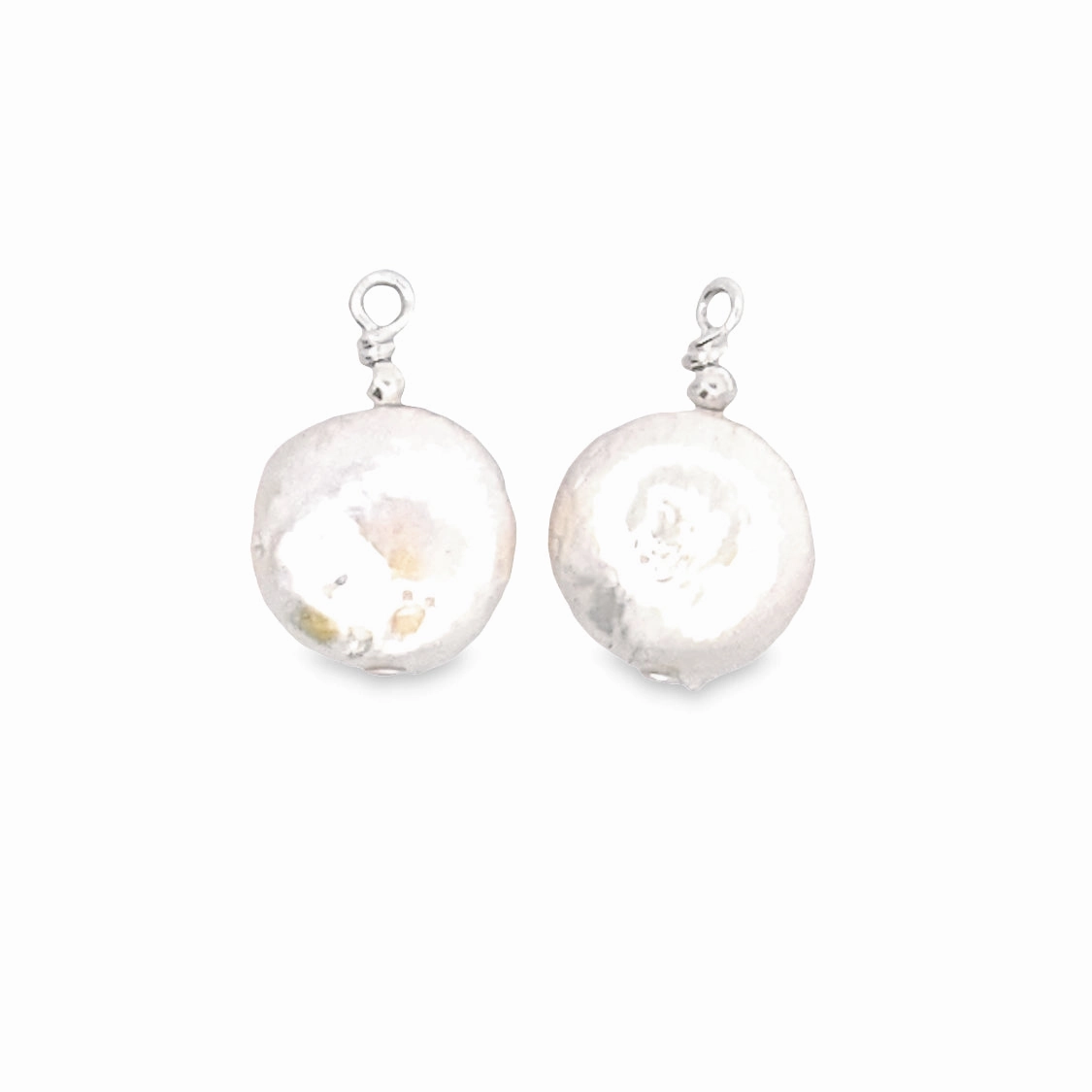 Sterling Silver Coin Pearl Earring Charms Shimmering Design