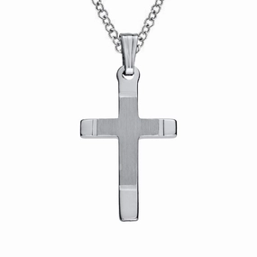 Sterling Silver Cross with High Polished Ends Necklace Night Glam Versatile Gem