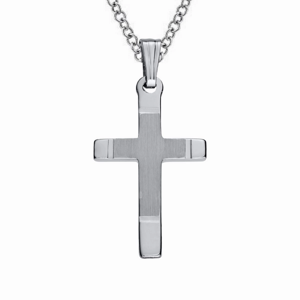 Sterling Silver Cross with High Polished Ends Necklace Night Glam Versatile Gem