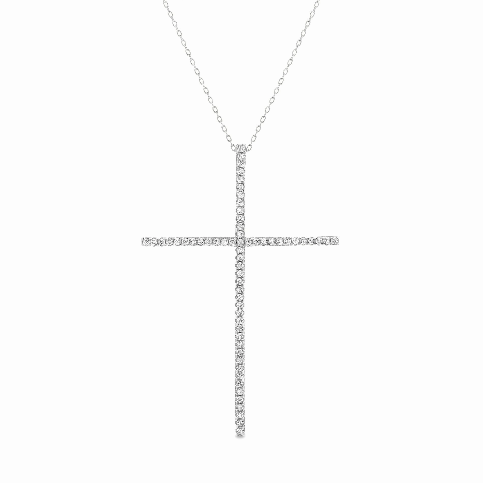 Urban Accent Trend Setter Sterling Silver Cubic Zirconia Cross Pendant Necklace