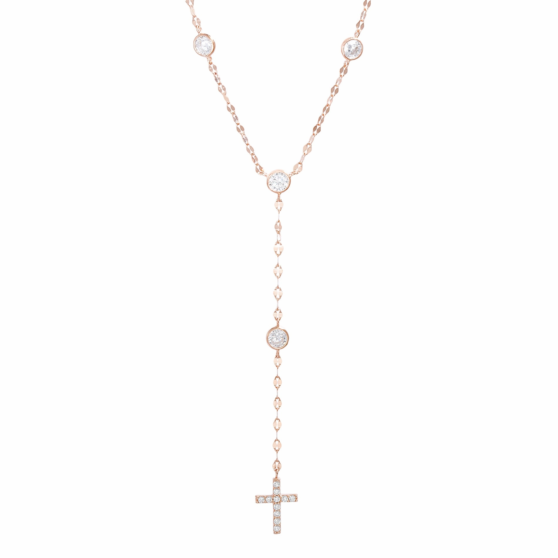Sterling Silver Cubic Zirconia Y Shaped Cross Drop Necklace Modern Vibe