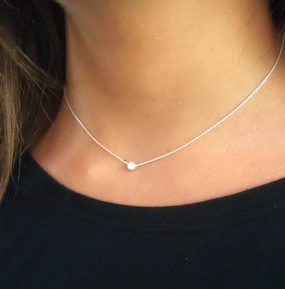Sterling Silver Dot Bead Charm Choker Collar Necklace Pure Highlight