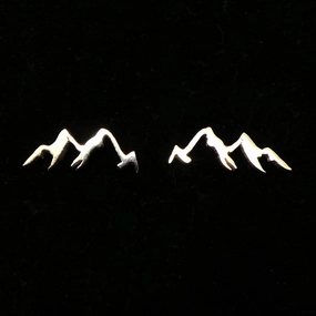 Curved Accent Decorative Feature Sterling Silver Mountain Range Stud Earring