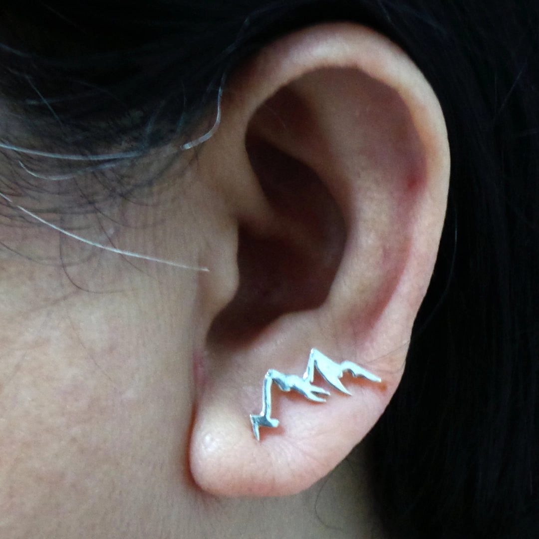 Fashionable Option Business Accent Sterling Silver Mountain Range Stud Earring