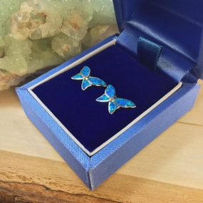 Refined Vibe Adorable Trinket Sterling Silver Opal Butterfly Earrings